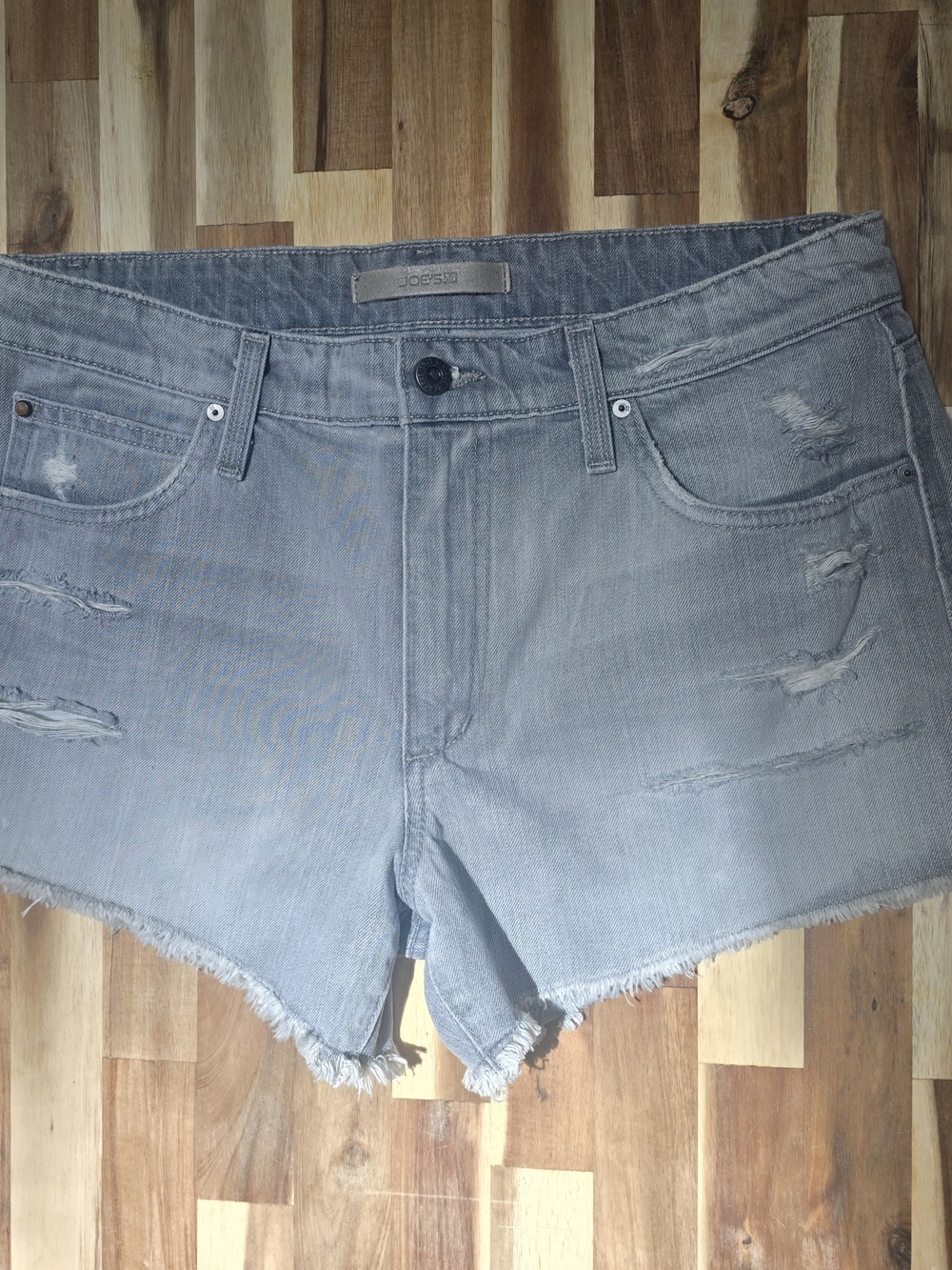 Joe's Jeans "Vintage Premium 1971" Light Gray Distressed Denim Shorts Size 30